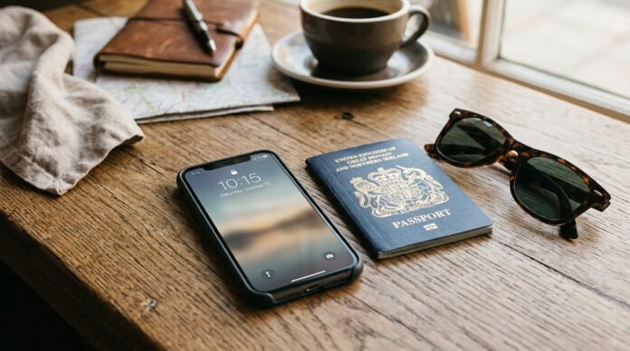 Smartphone and passport flat-lay illustrating the best eSIM for Malaysia