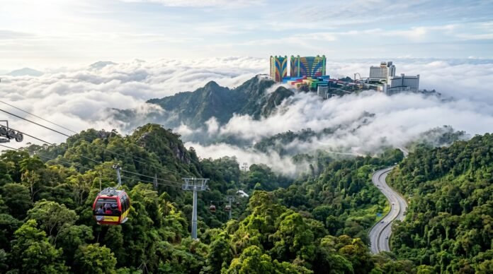 Misty mountain resort view for a Genting Highlands from KL day trip