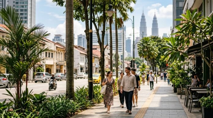 Calm daytime street scene addressing is Kuala Lumpur safe for tourists