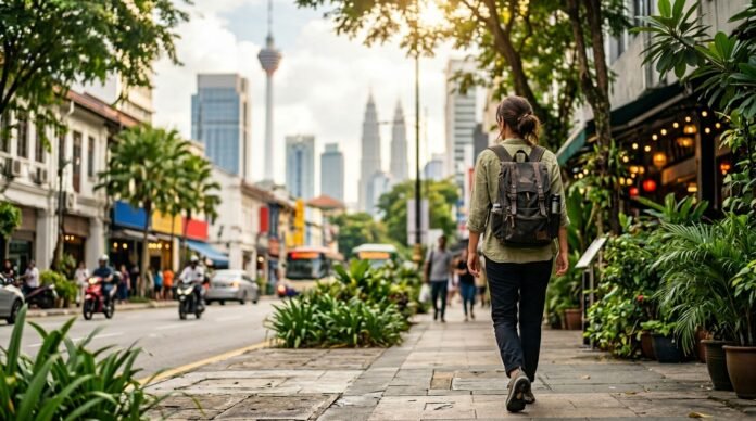 Solo traveller on a city street for the KL safe solo female travelers guide