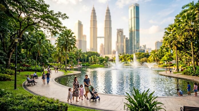 Urban park and skyline for the KLCC neighbourhood guide
