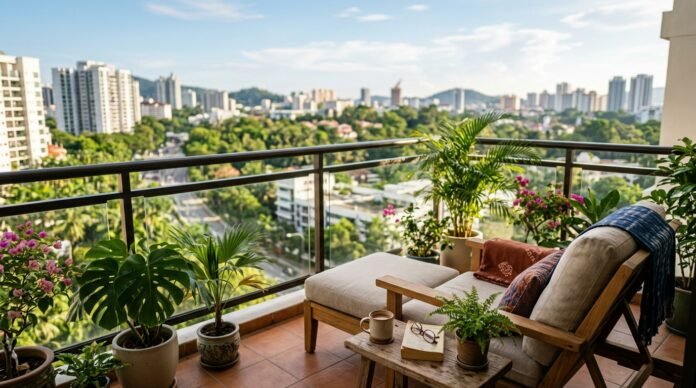 Condo balcony lifestyle scene illustrating the MM2H Malaysia visa
