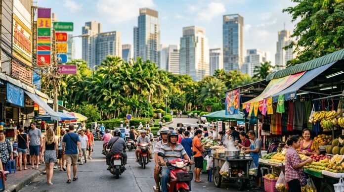 Lively city scene capturing things to do in Kuala Lumpur