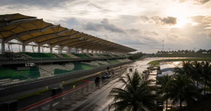 Sepang International Circuit being prepared after rain for an international race weekend